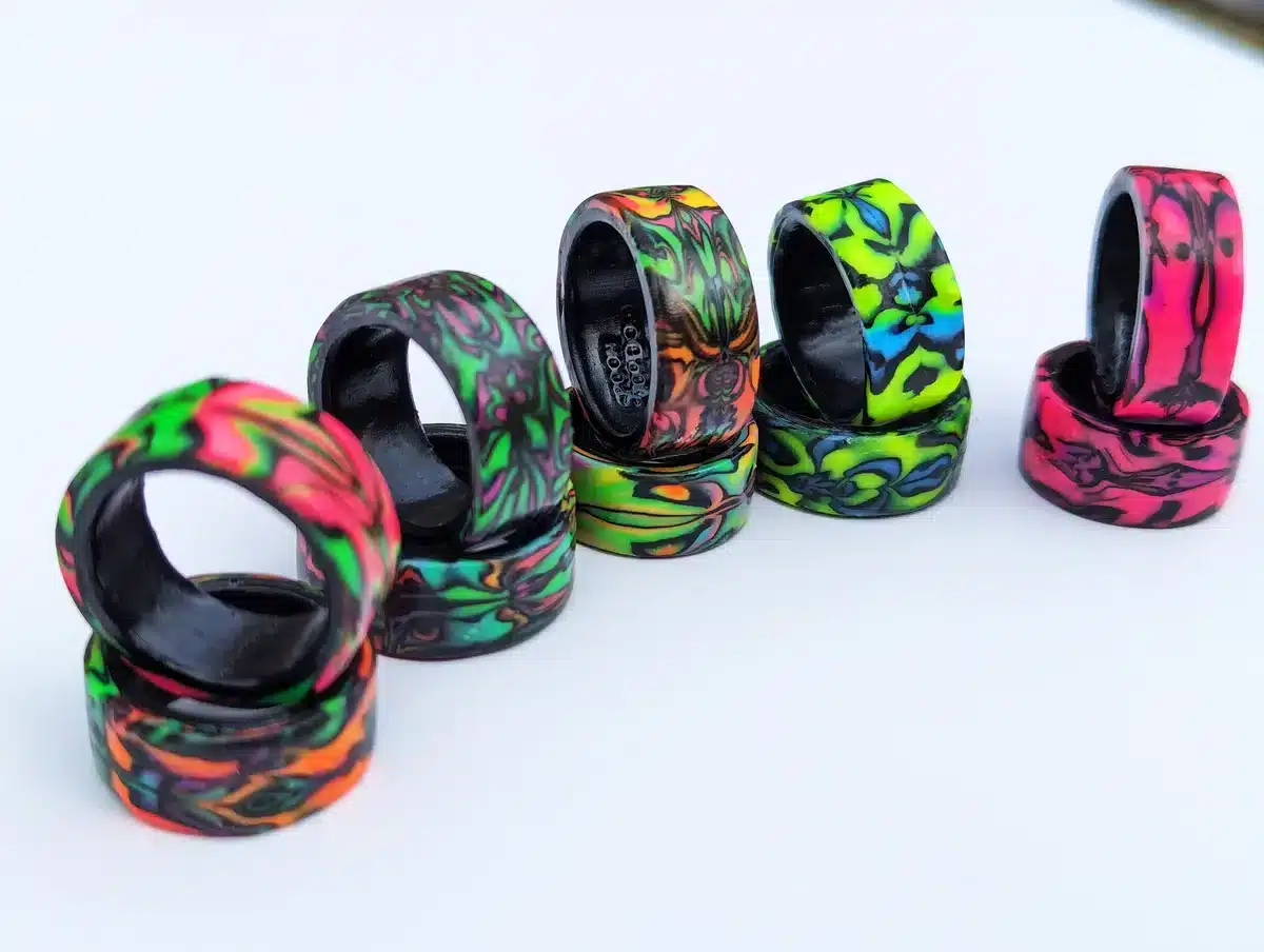 uv band ring side view white background natural light